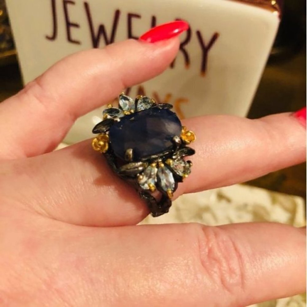 BEAUTIFUL BLUE LAPIS RING SIZE 9 - Picture 5 of 16